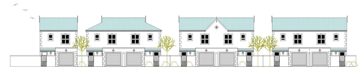 A house with a garage and a tree
Description automatically generated